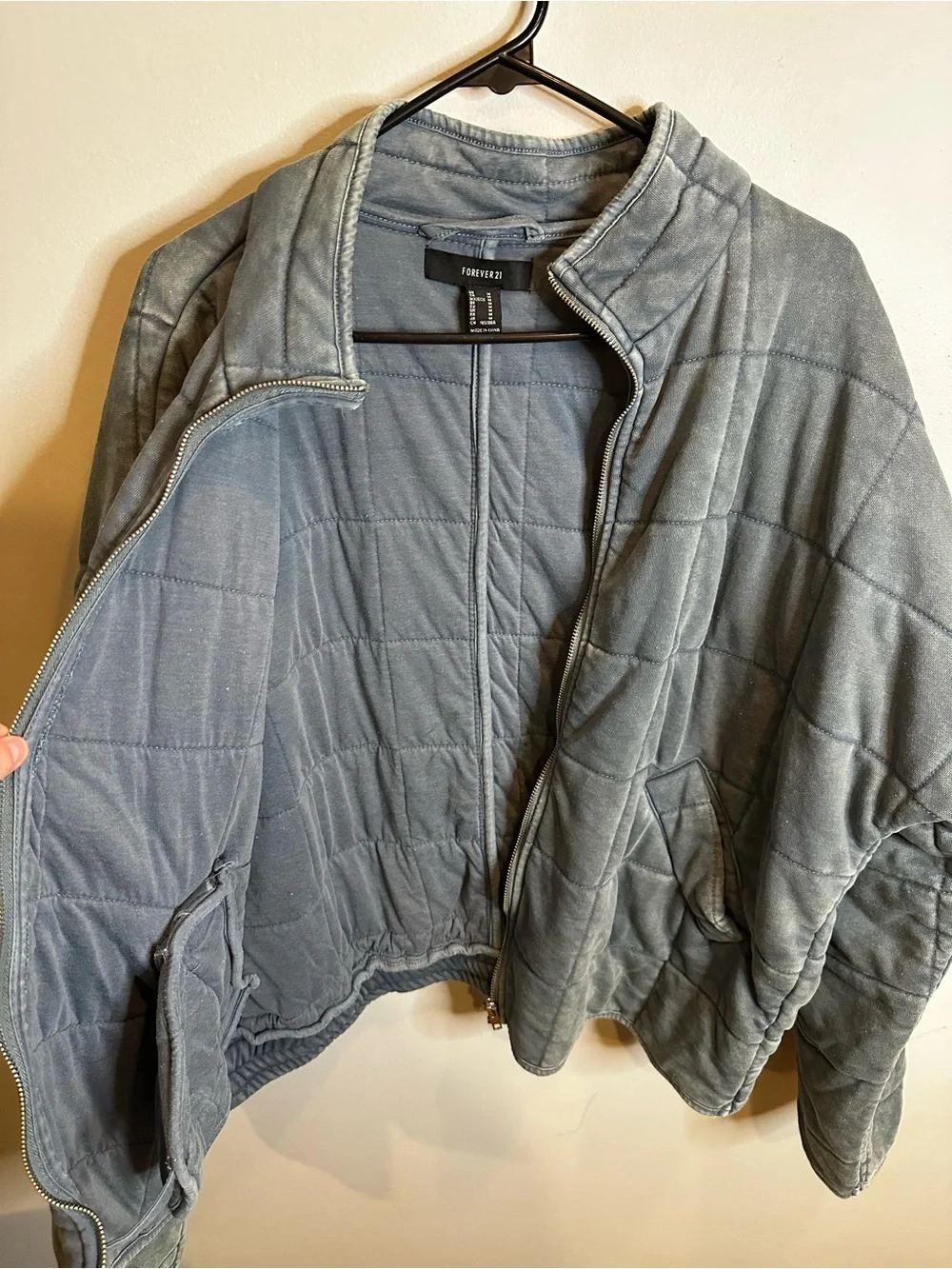 Forever 21 Slate Blue Quilted Zip Jacket - Picture 3 of 4